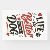 Dog Lover Wall Art - Life is Better with a Dog Red 横断幕 (横)
