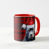 Dog Lover's Bluenose Pitbull Holiday Red Plaid マグカップ (正面右)
