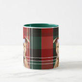 Dog Lover's Brown Pitbull Holiday Red Green Plaid マグカップ (中央)