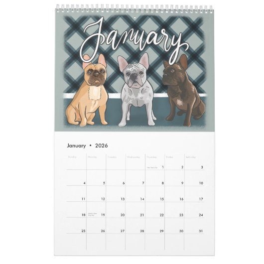 Dog Lovers Calendar 2026 | Hand Drawn Ilustrations カレンダー (1月 2026)