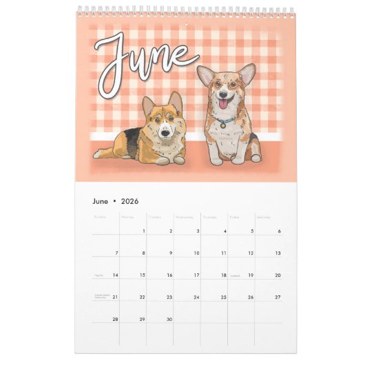 Dog Lovers Calendar 2026 | Hand Drawn Ilustrations カレンダー (6月 2026)