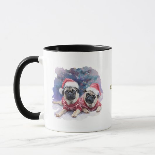 Dog Lovers Christmas Coffee Mug/Pug マグカップ (左)