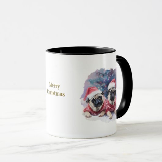 Dog Lovers Christmas Coffee Mug/Pug マグカップ (正面右)