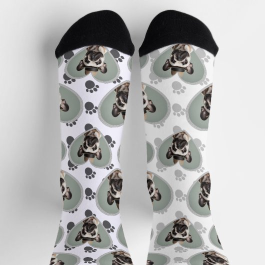 Dog Lovers Heart Frame One Photo Fun Pet ソックス (上部)