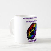 Dog lover's mug woman many paws rainbow pawprint コーヒーマグカップ (正面左)