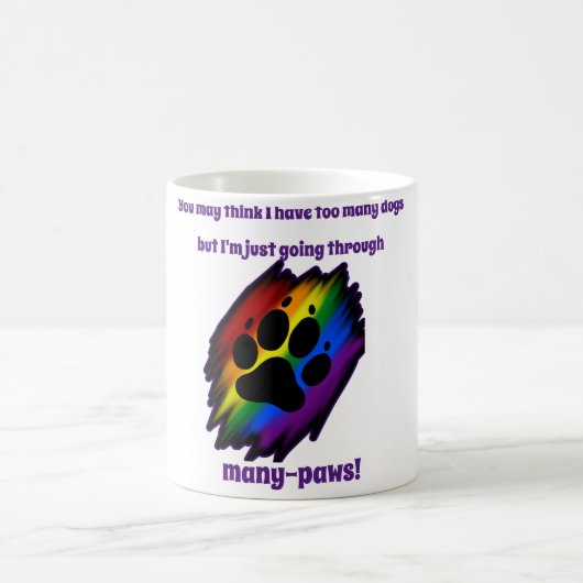 Dog lover's mug woman many paws rainbow pawprint コーヒーマグカップ (中央)