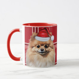 Dog Lover's Pomeranian Holiday Red Plaid マグカップ