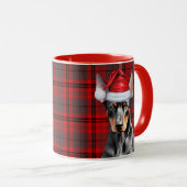 Dog Lover's Red Plaid Doberman Pinscher Holiday マグカップ (正面右)