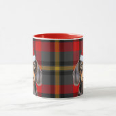 Dog Lover's Red Plaid Smooth Dachshund Holiday マグカップ (中央)