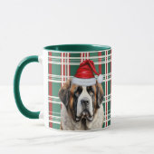Dog Lover's Saint Bernard Santa Holiday Plaid マグカップ (左)