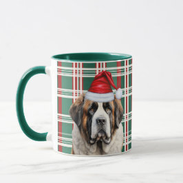 Dog Lover's Saint Bernard Santa Holiday Plaid マグカップ