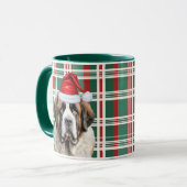 Dog Lover's Saint Bernard Santa Holiday Plaid マグカップ (正面左)