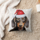 Dog Lover's Smooth Coat Dachshund Christmas クッション (ブランケット)