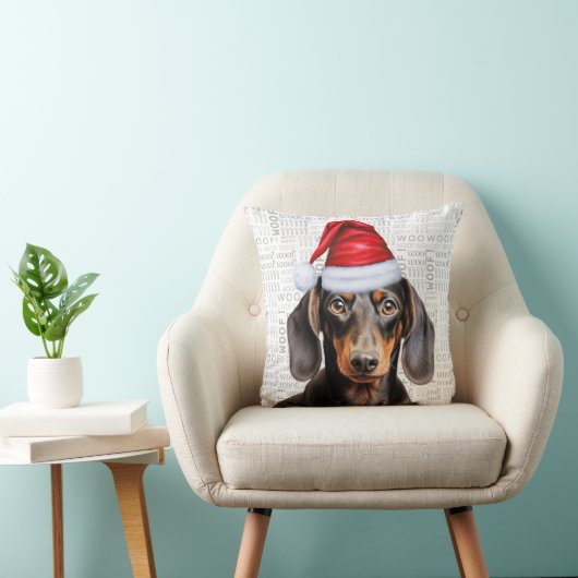 Dog Lover's Smooth Coat Dachshund Christmas クッション (椅子)