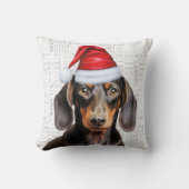 Dog Lover's Smooth Coat Dachshund Christmas クッション (正面)