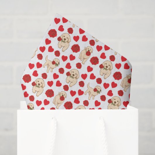 Dog Lovers Valentine's Tissue Paper in White 薄葉紙 (ギフトバッグ)