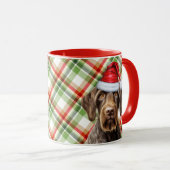 Dog Lover's Wirehair Pointer Holiday Red Plaid マグカップ (正面右)