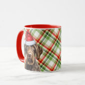 Dog Lover's Wirehair Pointer Holiday Red Plaid マグカップ (正面左)