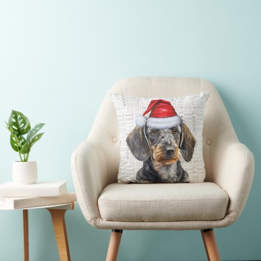 Dog Lover's Wirehaired Dachshund Christmas クッション (椅子)