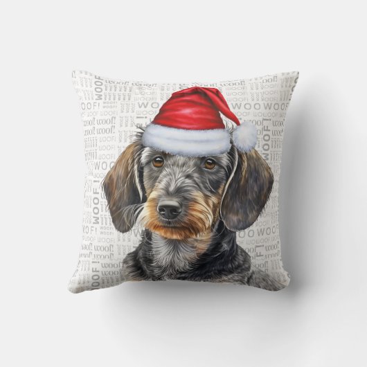 Dog Lover's Wirehaired Dachshund Christmas クッション (裏面)