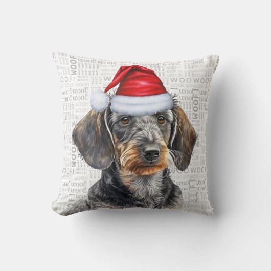 Dog Lover's Wirehaired Dachshund Christmas クッション (正面)
