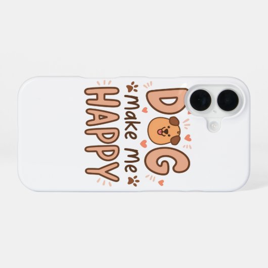 Dog Make Me Happy iPhone 16 case iPhone 16ケース (裏面横)