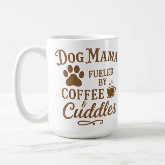 Dog Mama マグカップ - コーヒーとスキンシップで活力アップ - ブラウン (左)