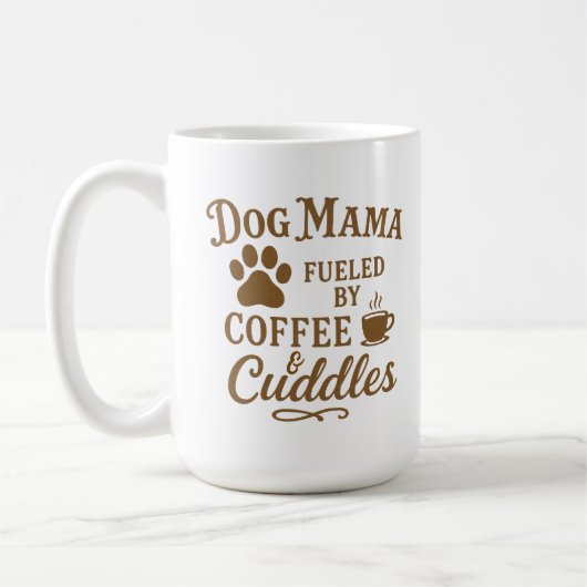 Dog Mama マグカップ - コーヒーと癒しで活力に満ちて - ブラウン (左)