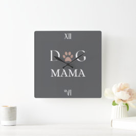 Dog Mama Paw Print, Mother’s Day & Birthday Gift スクエア壁時計