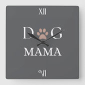 Dog Mama Paw Print, Mother’s Day & Birthday Gift スクエア壁時計 (正面)