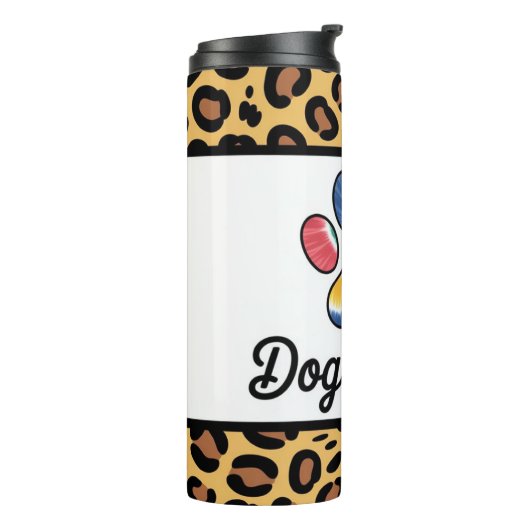 Dog Mama Tie-Dye Paw Print Leopard Pattern Design タンブラー (回転左)