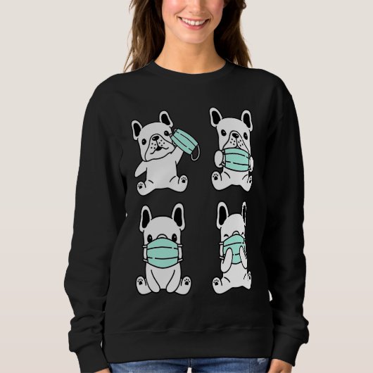 Dog Medical Face Mask French Bulldog Pet Breed Bul スウェットシャツ (正面)