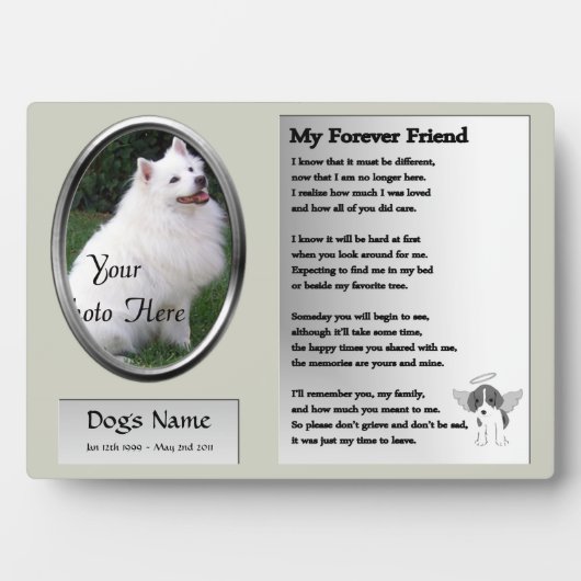 Dog Memorial - My Forever Friend - Gray フォトプラーク (正面)