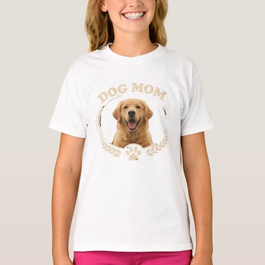 Dog Mom — ゴールデンレトリーバー肖像Tシャツ Tシャツ (正面)