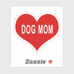 DOG MOM 赤い愛ハート型ビニールステッカー シール