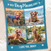 DOG MOM 4パーソナライズされたフォトコラージュかわいい写真 フリースブランケット
