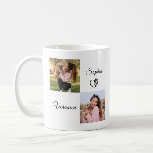 Dog Mom 4 写真 名前入り | オリジナル コーヒーマグカップ (左)
