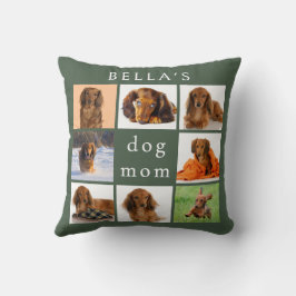 Dog Mom 8枚フォトコラージュ サージブルーグリーン オーダーメイド クッション