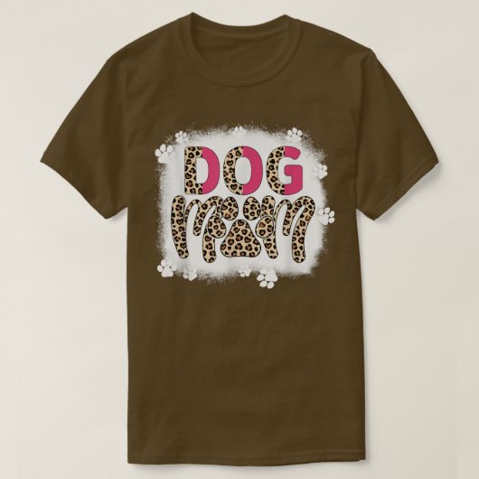 Dog Mom Bleached Leopard Dog Paw Pet Lover Mama Mo Tシャツ (デザイン正面)