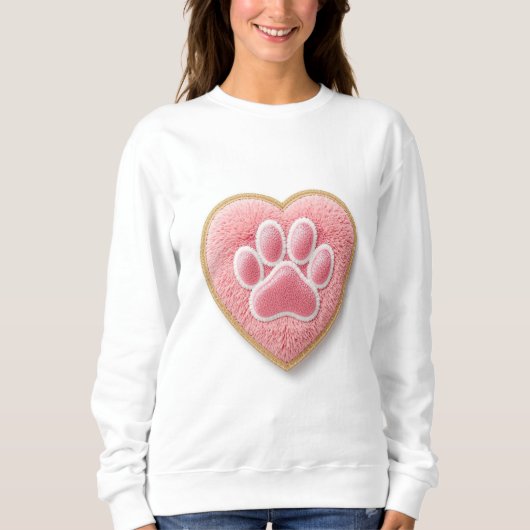 Dog Mom Chenille Embroidery Sweatshirt | Heart Paw スウェットシャツ (正面)