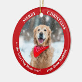 Dog Mom Custom Photo Red Christmas セラミックオーナメント (左)