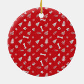 Dog Mom Custom Photo Red Christmas セラミックオーナメント (裏面)
