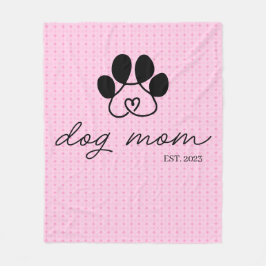 dog mom customizable baby pink フリースブランケット