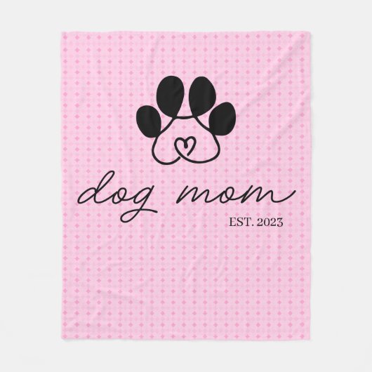  dog mom customizable baby pink フリースブランケット (正面)