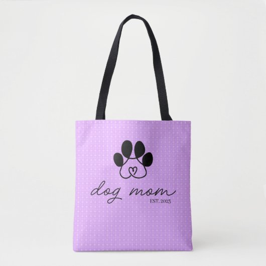  dog mom customizable lilac トートバッグ (正面)