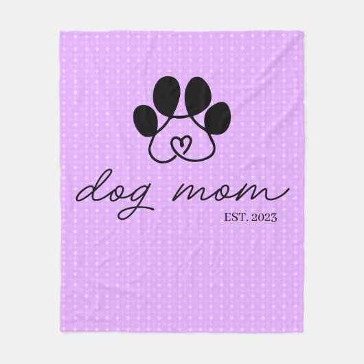  dog mom customizable lilac フリースブランケット (正面)