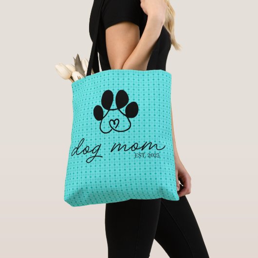  dog mom customizable mint green トートバッグ (クローズアップ)
