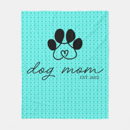 dog mom customizable mint green フリースブランケット