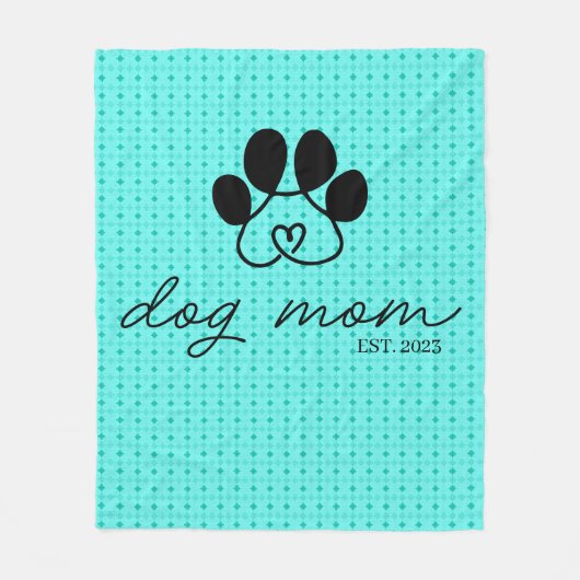  dog mom customizable mint green フリースブランケット (正面)
