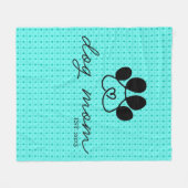  dog mom customizable mint green フリースブランケット (正面(横))